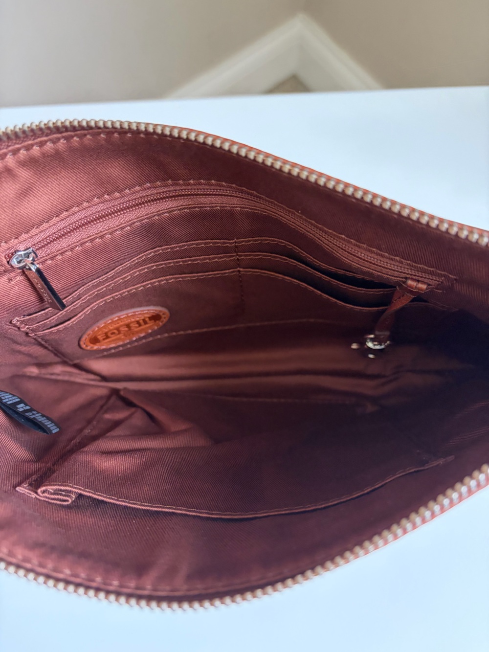 Fossil Tan Leather Crossbody with Key Charm - Picture 13 of 14